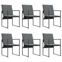 Produktbild för Trädgårdsmöbelset 7 pcs Svart Stål