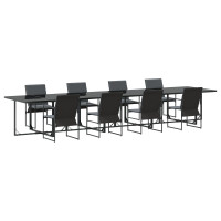 Produktbild för Trädgårdsmöbelset 9 pcs Svart Stål