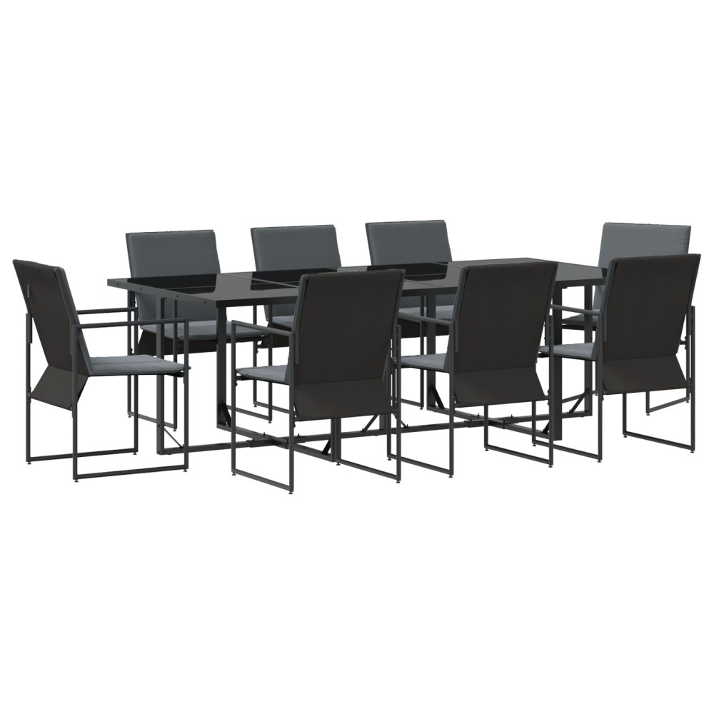 Produktbild för Trädgårdsmöbelset 9 pcs Svart Stål