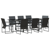 Produktbild för Trädgårdsmöbelset 9 pcs Svart Stål