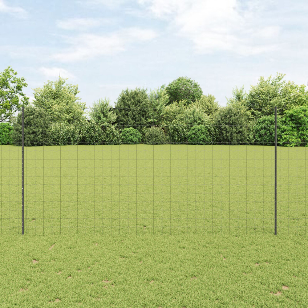 Produktbild för Euro Staket med Stöd 10 x 1,6 m PVC-belagda stål Grå Mesh