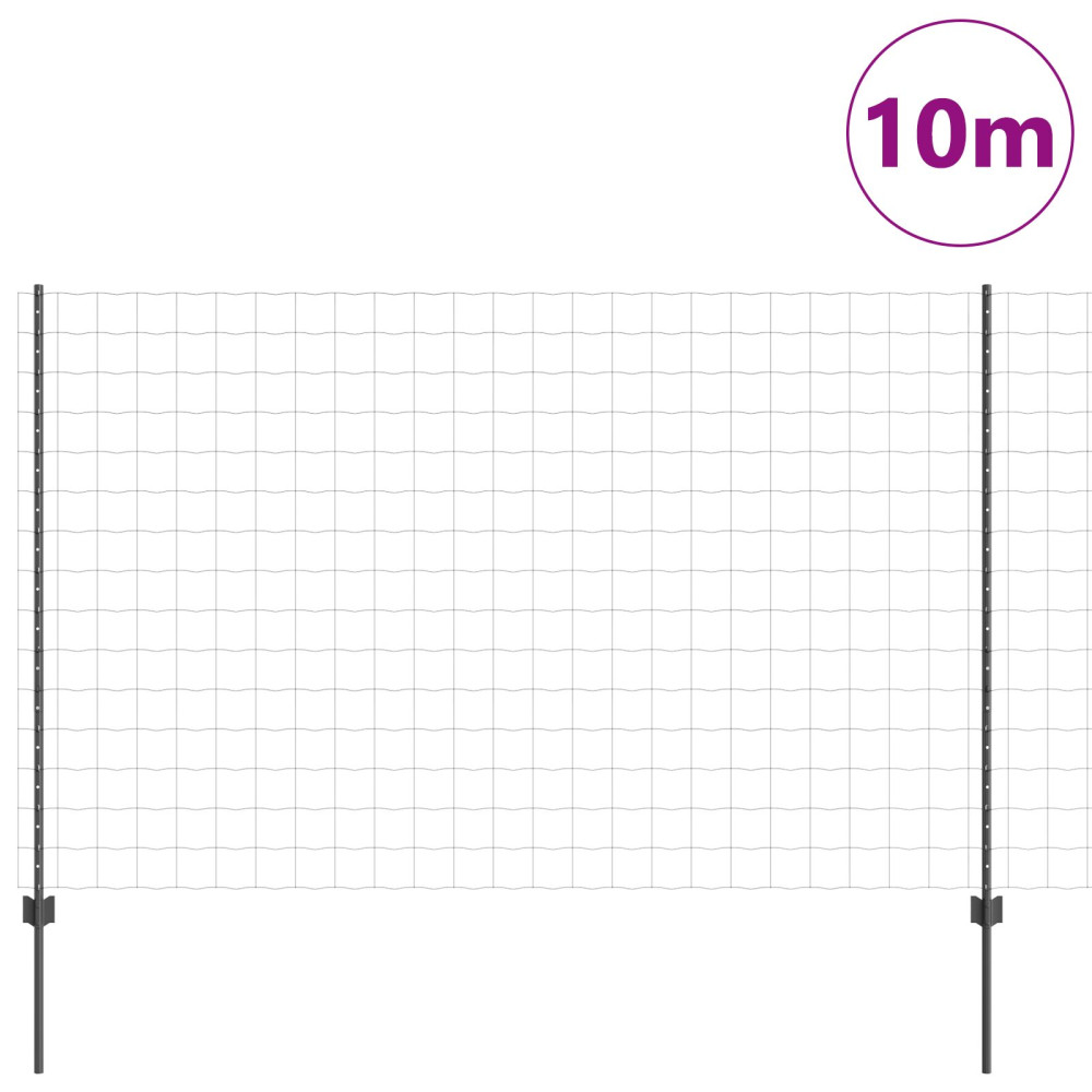 Produktbild för Euro Staket med Stöd 10 x 1,6 m PVC-belagda stål Grå Mesh