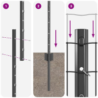 Produktbild för Euro Staket med Stöd 10 x 1,6 m PVC-belagda stål Grå Mesh