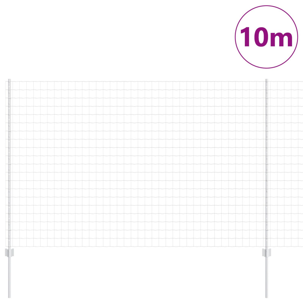 Produktbild för Euro Staket med Stöd 10 x 1,5 m Galvaniserat stål Silver Mesh