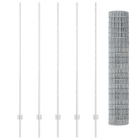 Produktbild för Euro Staket med Stöd 10 x 1,5 m Galvaniserat stål Silver Mesh