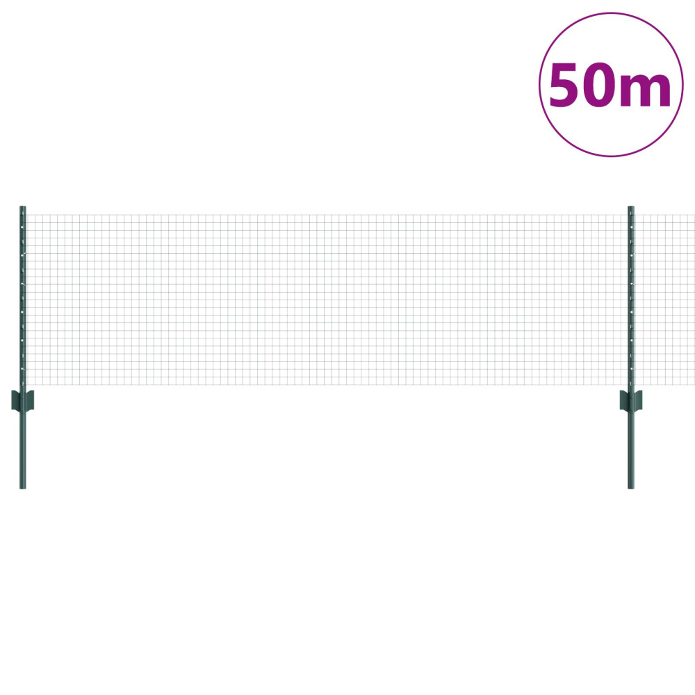 Produktbild för Svetsat trådgeller med stolpar 50 x 0,6 m PVC-belagda stål Grön