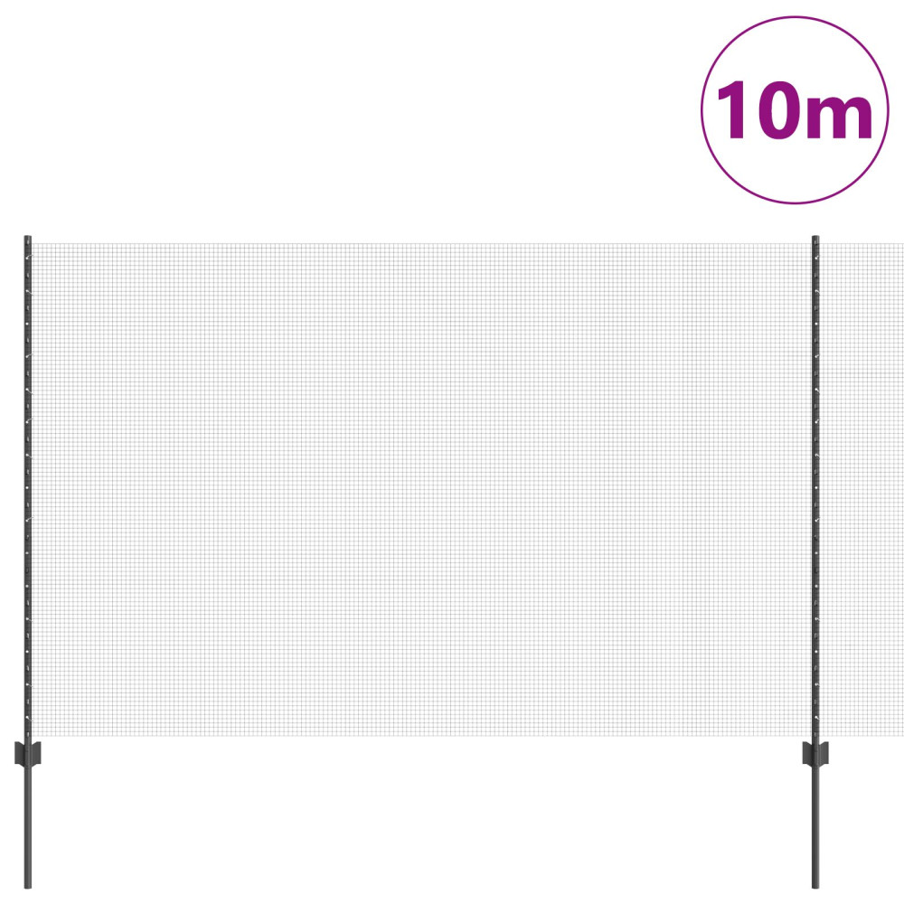 Produktbild för Svetsat trådgeller med stolpar 10 x 1,6 m PVC-belagda stål Grå