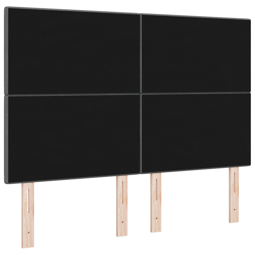Produktbild för Höjdjusterbar Sänggavel med huvudgavel Mörkgrå 144 cm tyg