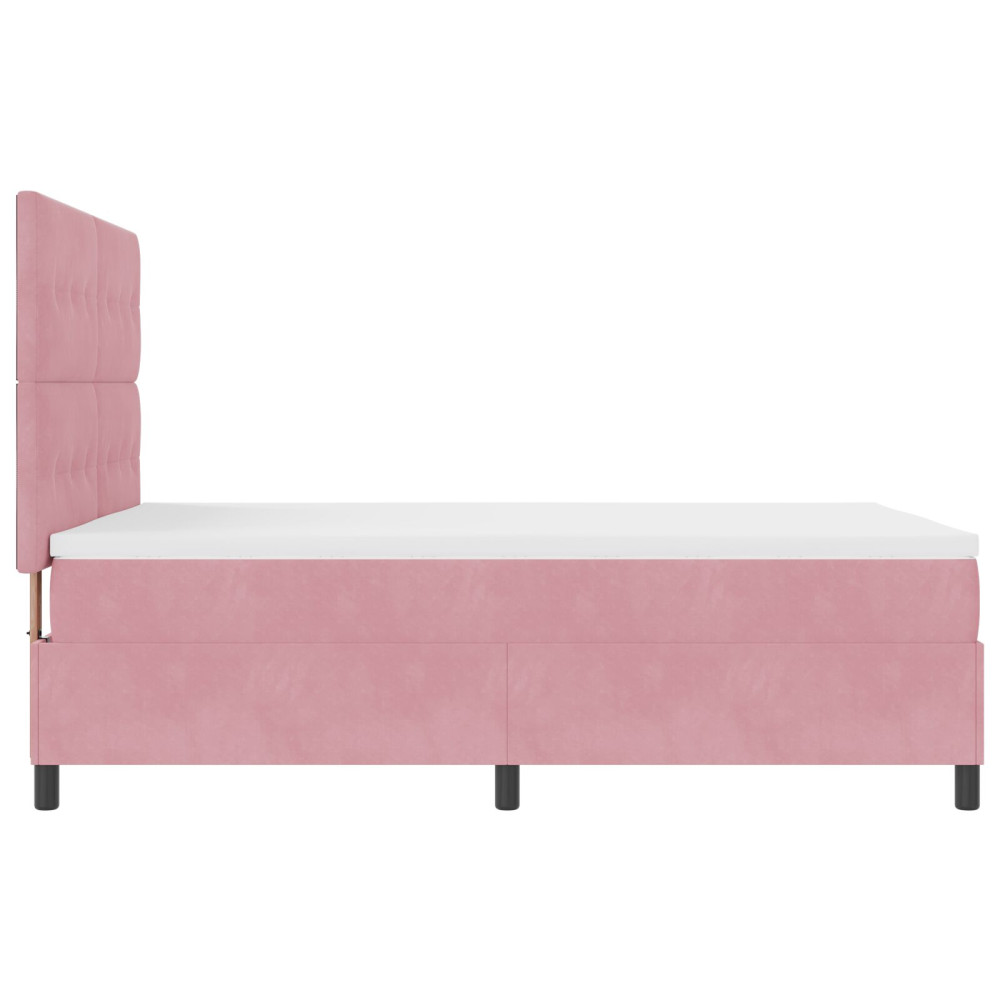 Produktbild för Bäddfjäder med huvudgavel Rosa 160 x 200 cm Sammet