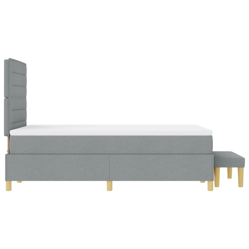 Produktbild för Bäddfjäder med huvudgavel Ljusgrå 200 x 120 cm tyg