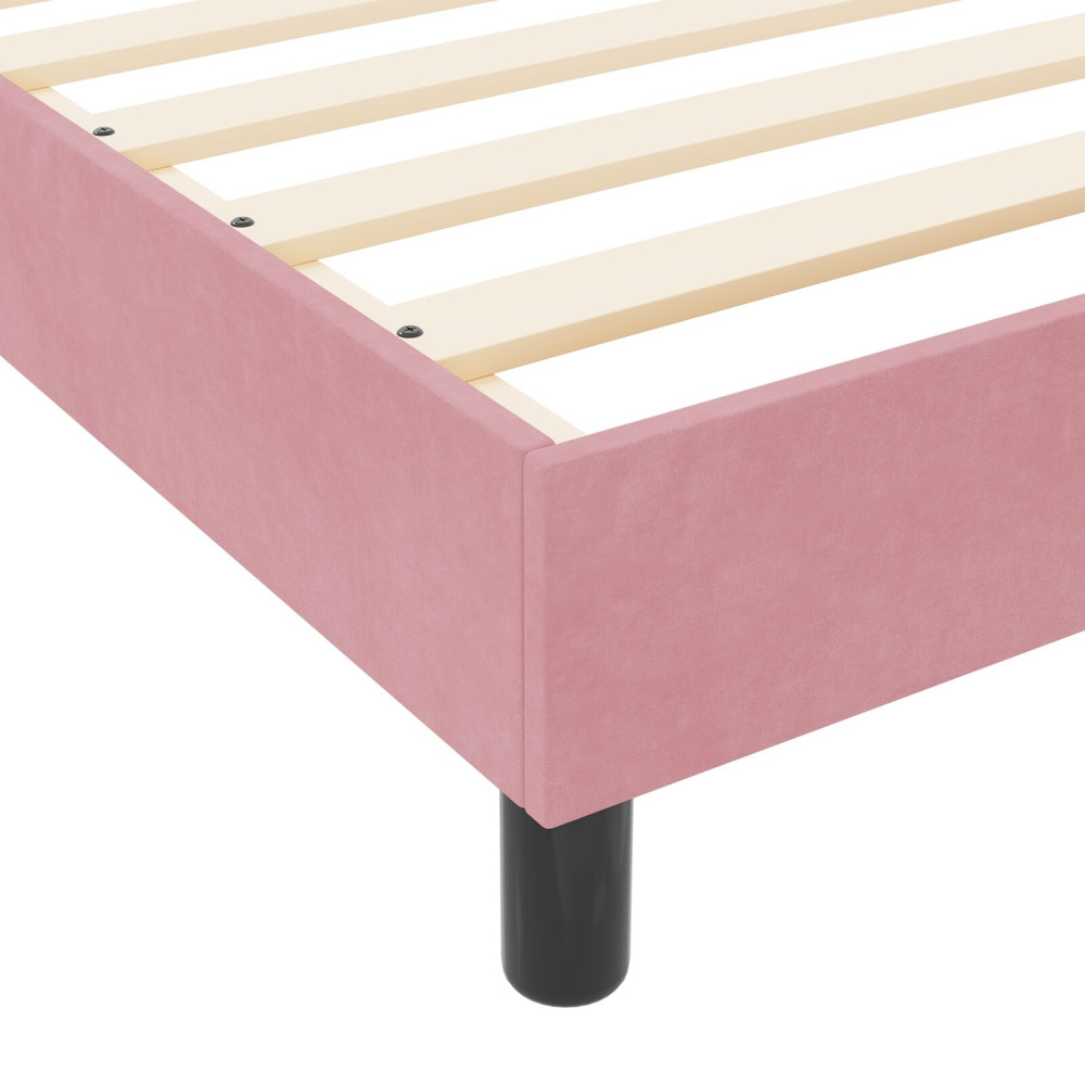 Produktbild för Bäddfjäder med huvudgavel Rosa 160 x 200 cm Sammet