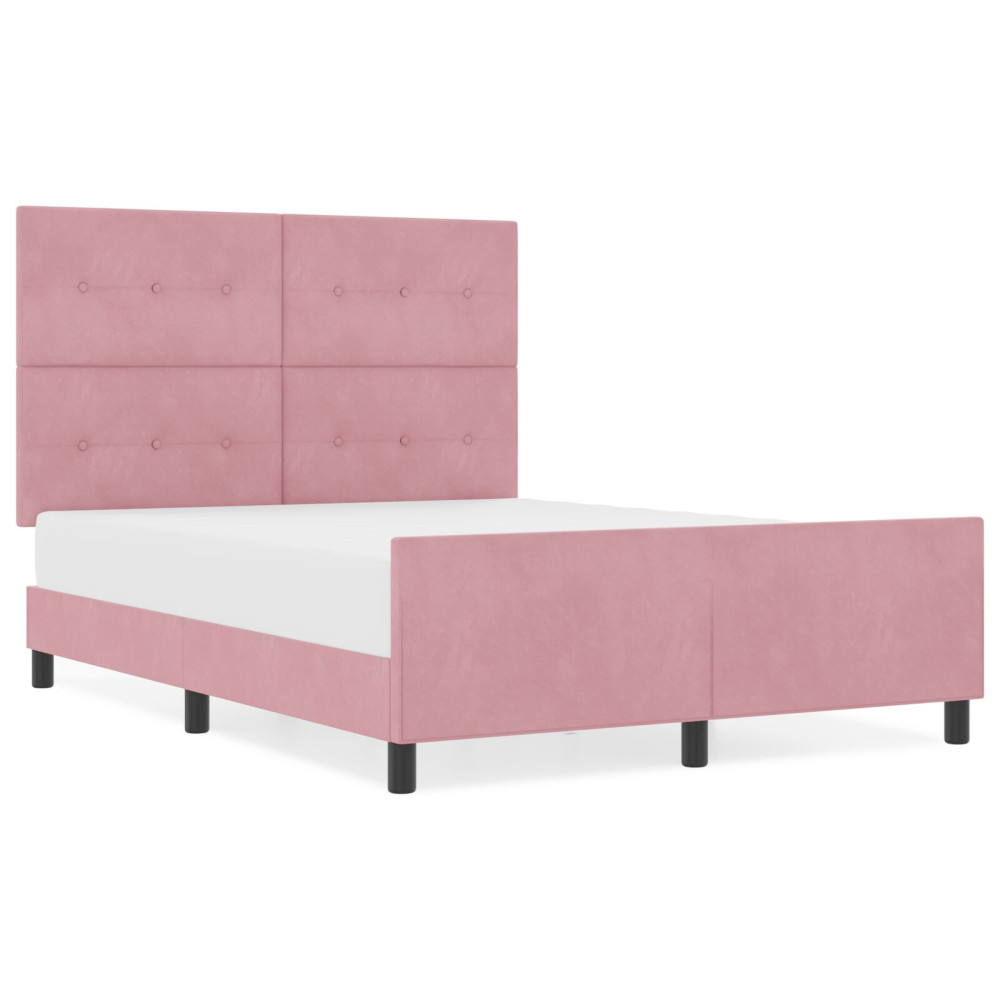 Produktbild för Bäddfjäder med huvudgavel Rosa 160 x 200 cm Sammet