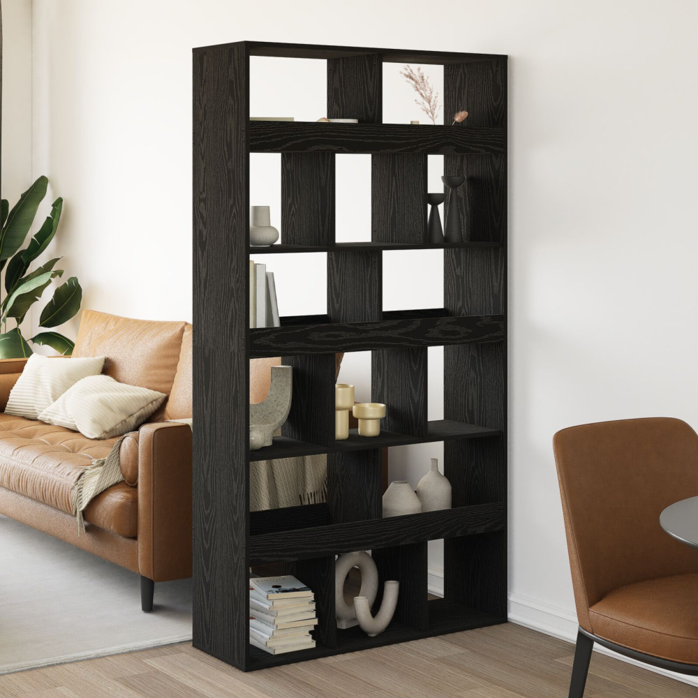 Produktbild för Bokskåp 2 pcs Svart Ek 100 x 33 x 93,75 cm Konstruerat trä