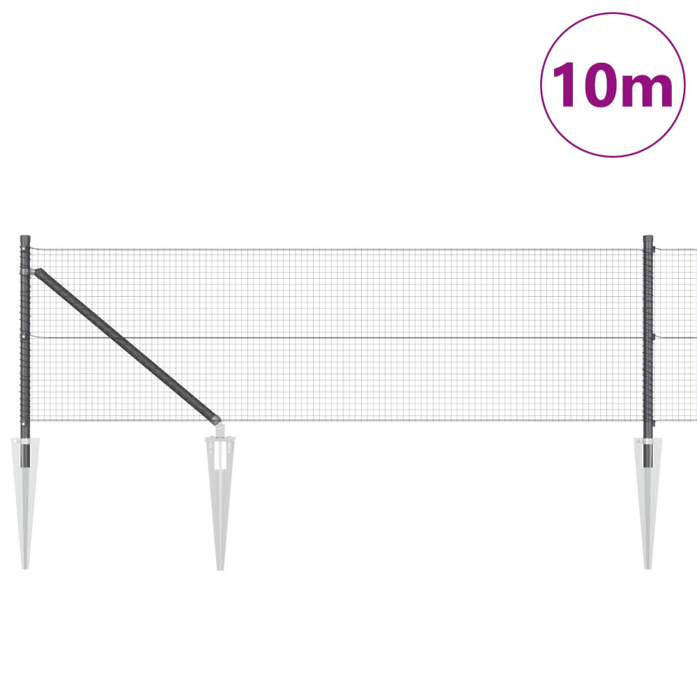 Produktbild för Svetsat trådgalleri med piggar 10 x 0,8 m (B x H)