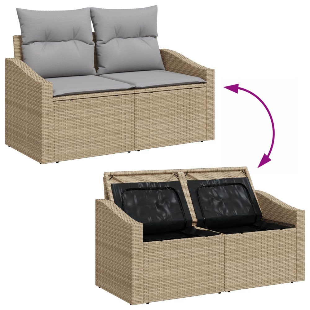Produktbild för Soffset med kudde med lagring 7 pcs Beige och Grå konstrotting