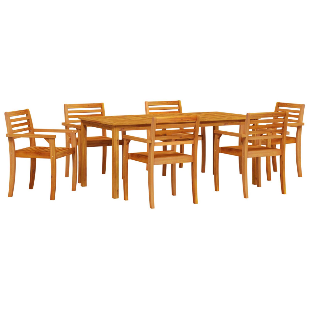 Produktbild för Trädgårdsmöbelset 7 pcs Brun Massivt Akaciaträ