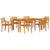 Produktbild för Trädgårdsmöbelset 7 pcs Brun Massivt Akaciaträ