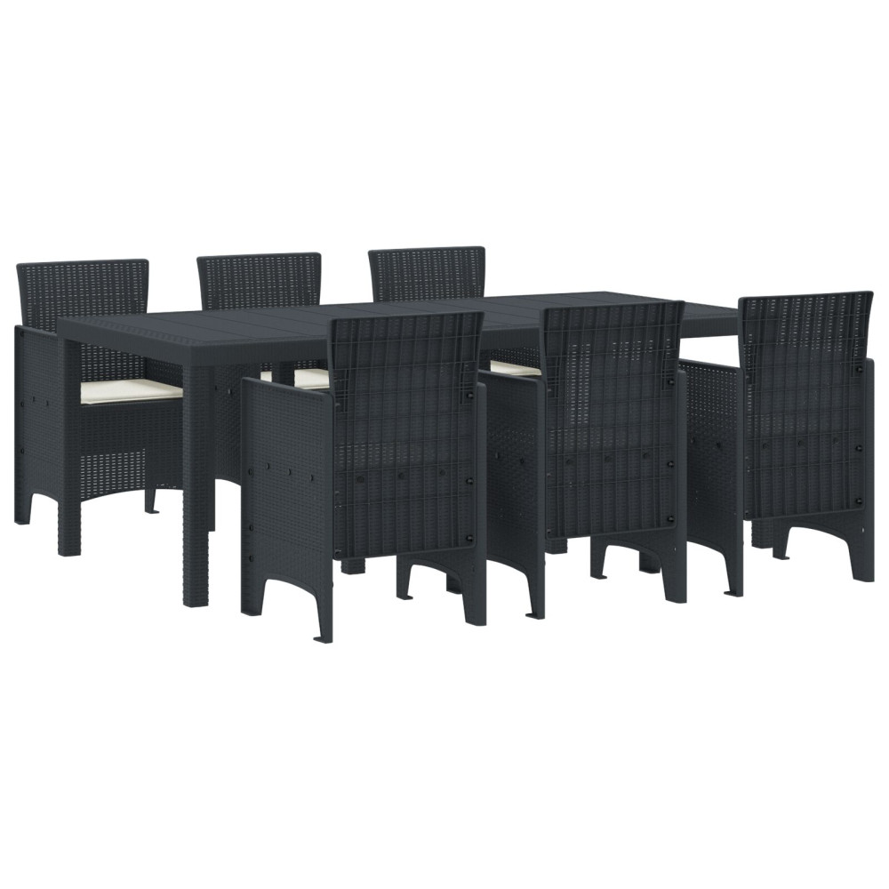 Produktbild för Trädgårdsmöbelset 7 pcs Antracit Polypropylen