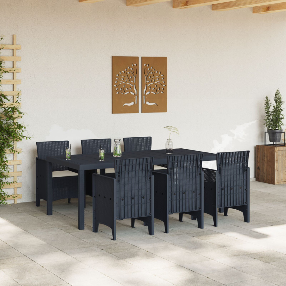 Produktbild för Trädgårdsmöbelset 7 pcs Antracit Polypropylen