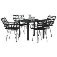 Produktbild för Trädgårdsmöbelset 5 pcs Svart Pulverlackerat stål