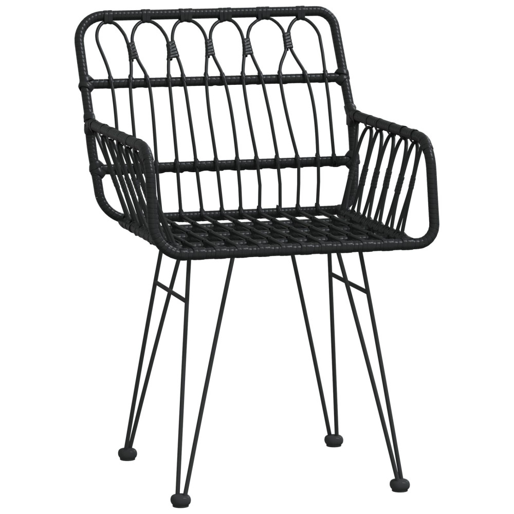 Produktbild för Trädgårdsmöbelset 5 pcs Svart Pulverlackerat stål