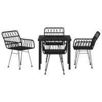 Produktbild för Trädgårdsmöbelset 5 pcs Svart Pulverlackerat stål