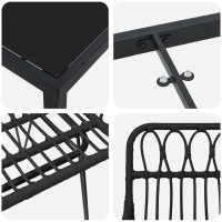 Produktbild för Trädgårdsmöbelset 5 pcs Svart Pulverlackerat stål