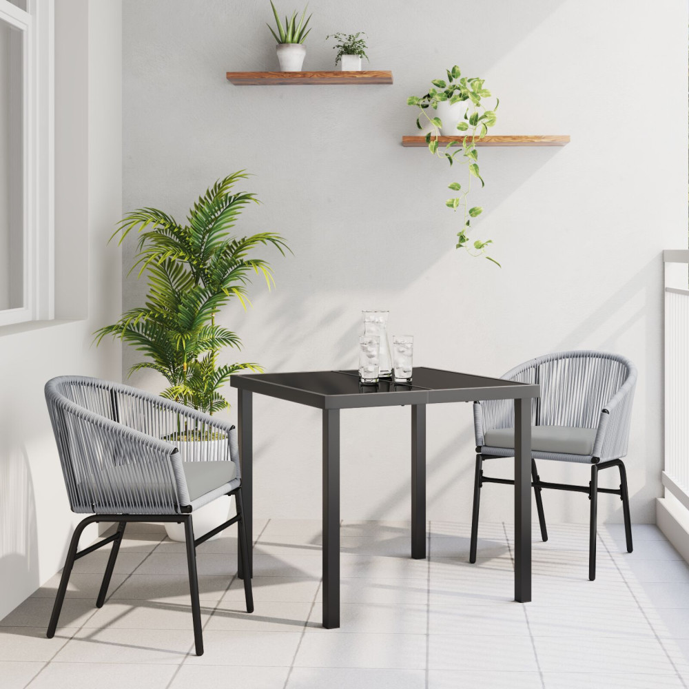Produktbild för Trädgårdsmöbelset 3 pcs Antracit Pulverlackerat stål