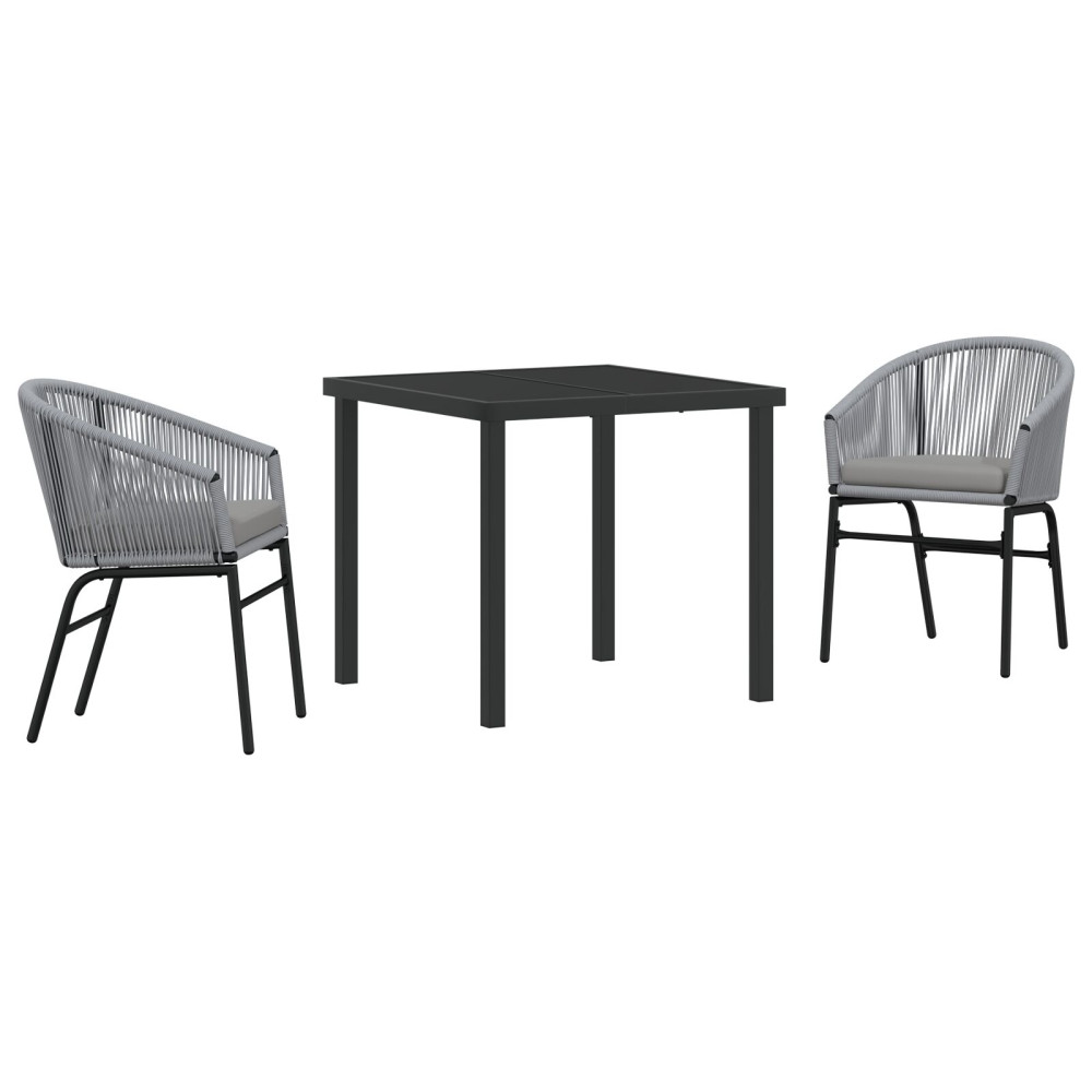 Produktbild för Trädgårdsmöbelset 3 pcs Antracit Pulverlackerat stål