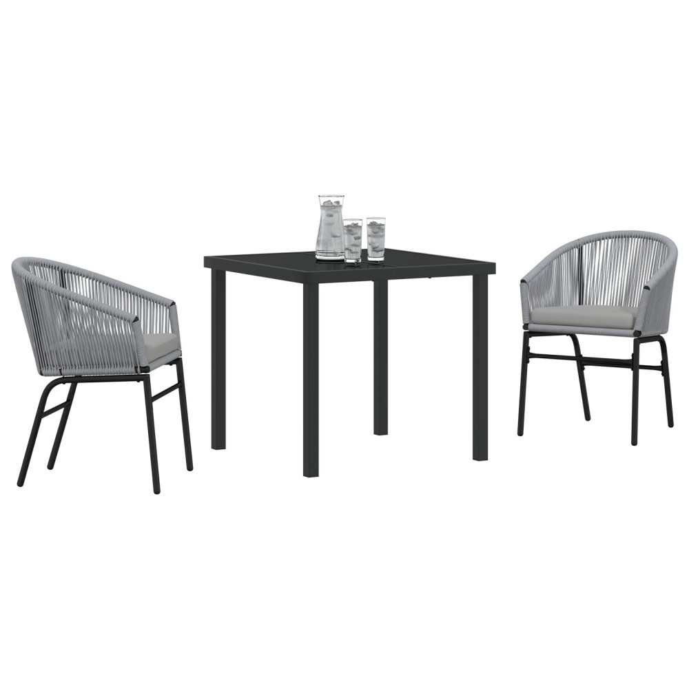 Produktbild för Trädgårdsmöbelset 3 pcs Antracit Pulverlackerat stål
