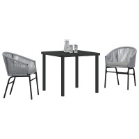 Produktbild för Trädgårdsmöbelset 3 pcs Antracit Pulverlackerat stål