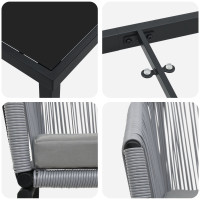 Produktbild för Trädgårdsmöbelset 3 pcs Antracit Pulverlackerat stål