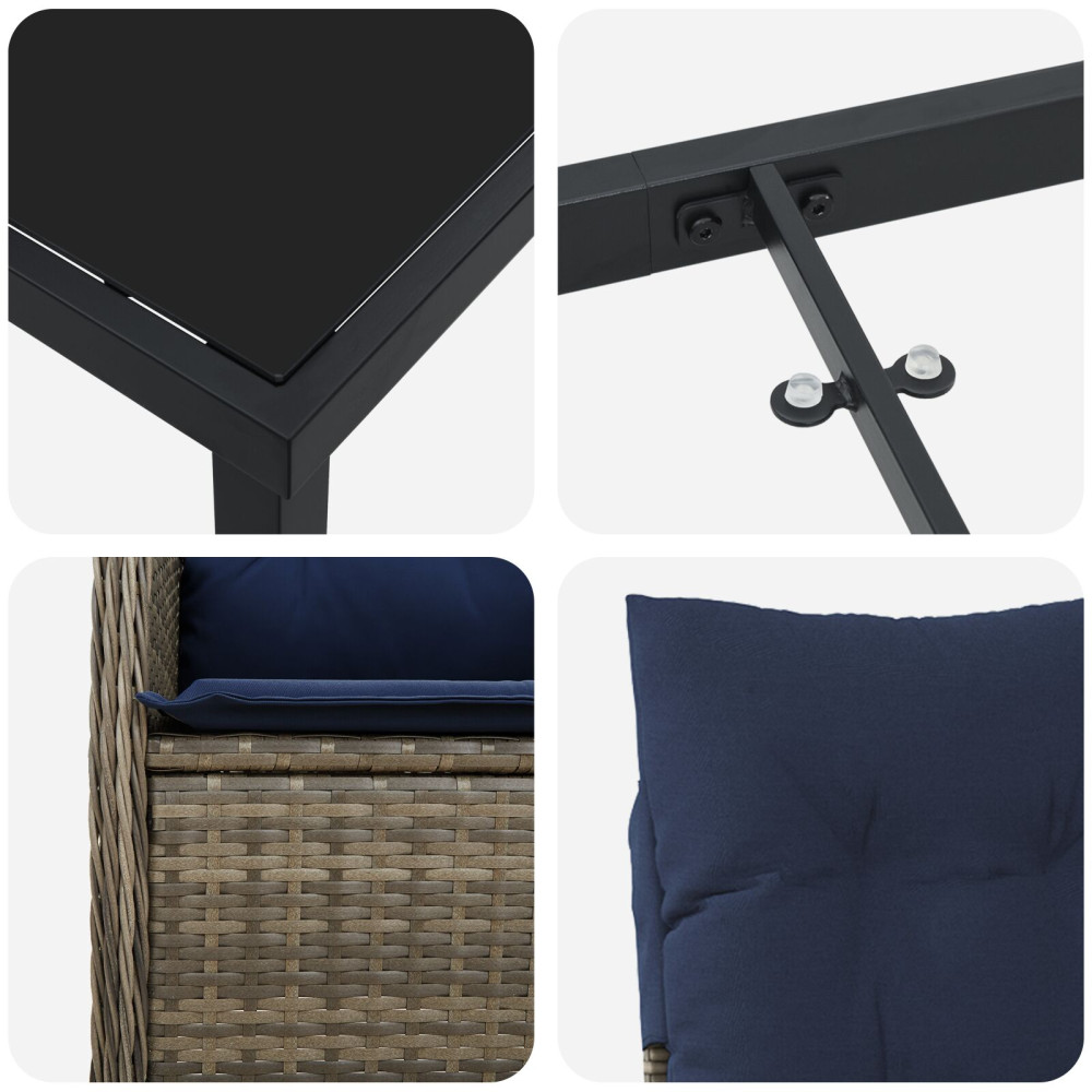 Produktbild för Trädgårdsmöbelset 5 pcs Svart konstrotting