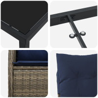 Produktbild för Trädgårdsmöbelset 5 pcs Svart konstrotting