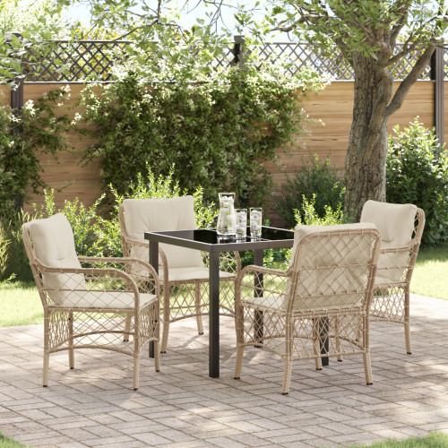 vidaXL Trädgårdsmöbelset med kudde 5 pcs Beige konstrotting