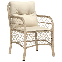 Produktbild för Trädgårdsmöbelset med kudde 5 pcs Beige konstrotting