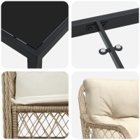 Produktbild för Trädgårdsmöbelset med kudde 5 pcs Beige konstrotting