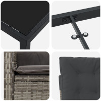 Produktbild för Trädgårdsmöbelset med kudde 3 pcs Grå konstrotting