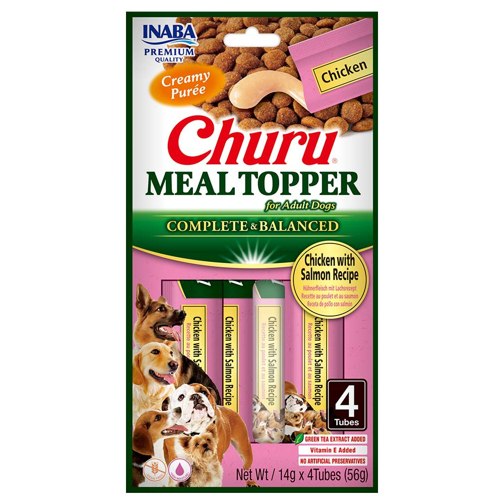 Produktbild för Dog Meal Topper Chicken with Salmon 4x14g