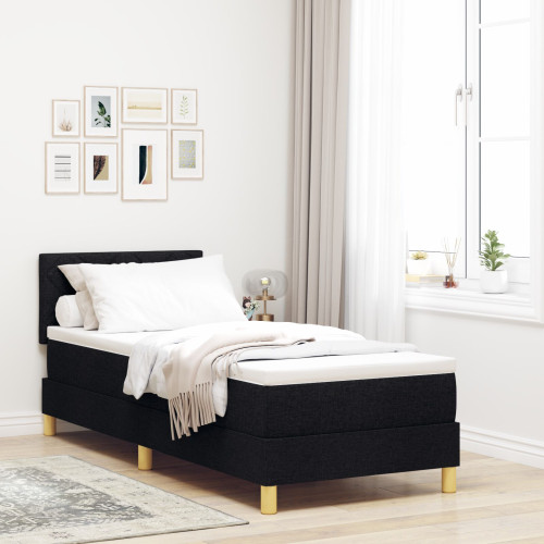 vidaXL Bäddfjäder med kudde med huvudgavel Svart 80 x 200 cm tyg