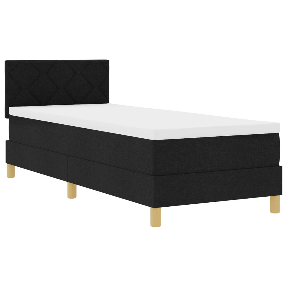 Produktbild för Bäddfjäder med kudde med huvudgavel Svart 80 x 200 cm tyg