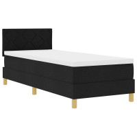 Produktbild för Bäddfjäder med kudde med huvudgavel Svart 80 x 200 cm tyg