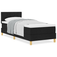 Produktbild för Bäddfjäder med kudde med huvudgavel Svart 80 x 200 cm tyg