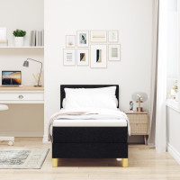 Produktbild för Bäddfjäder med kudde med huvudgavel Svart 80 x 200 cm tyg