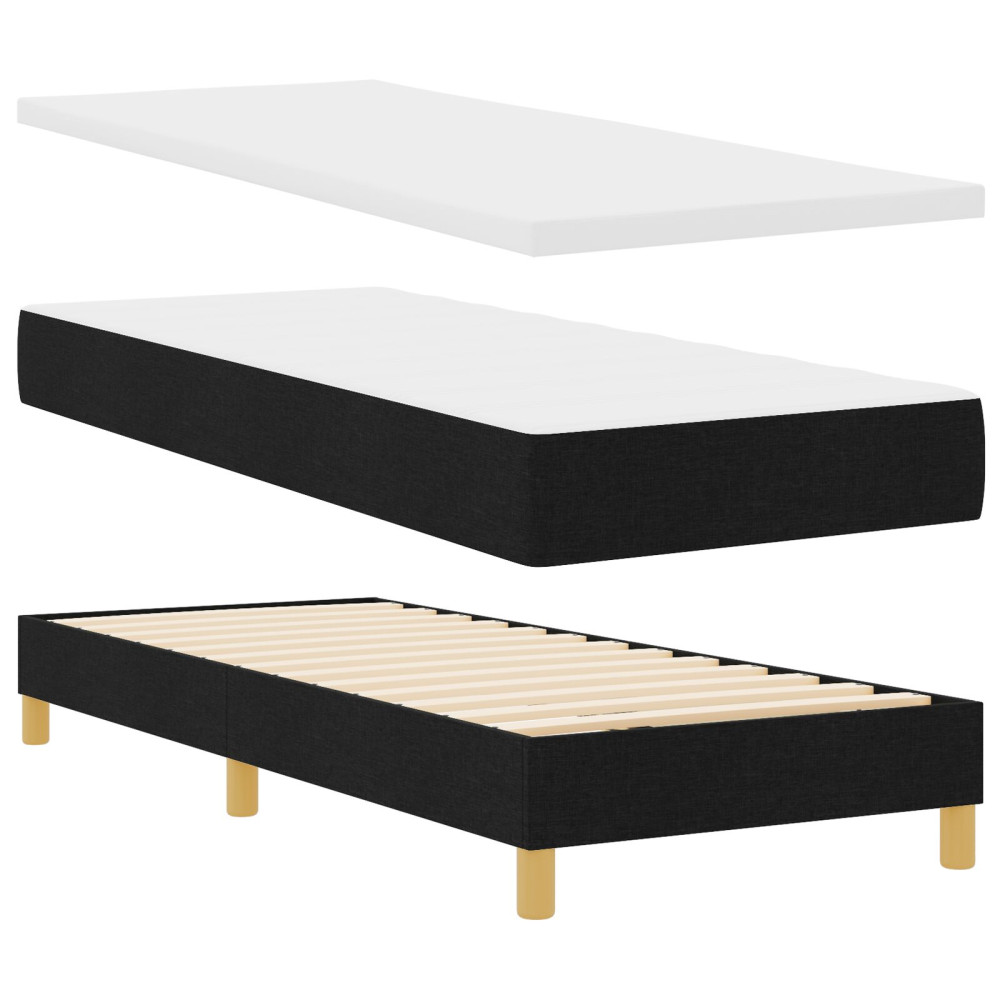 Produktbild för Bäddfjäder med kudde med huvudgavel Svart 80 x 200 cm tyg