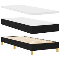 Produktbild för Bäddfjäder med kudde med huvudgavel Svart 80 x 200 cm tyg