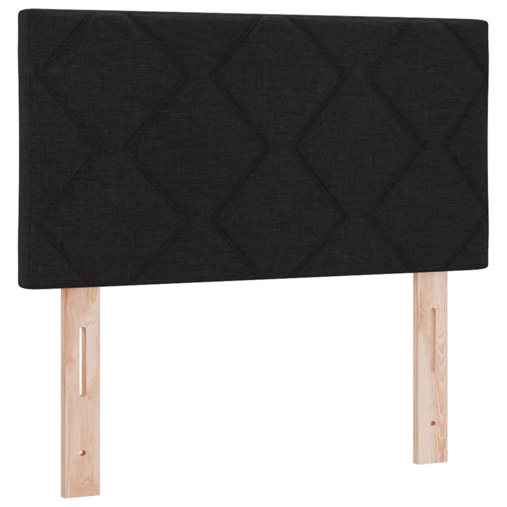 Produktbild för Bäddfjäder med kudde med huvudgavel Svart 80 x 200 cm tyg