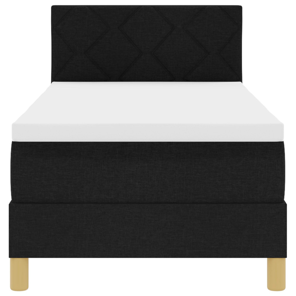 Produktbild för Bäddfjäder med kudde med huvudgavel Svart 80 x 200 cm tyg
