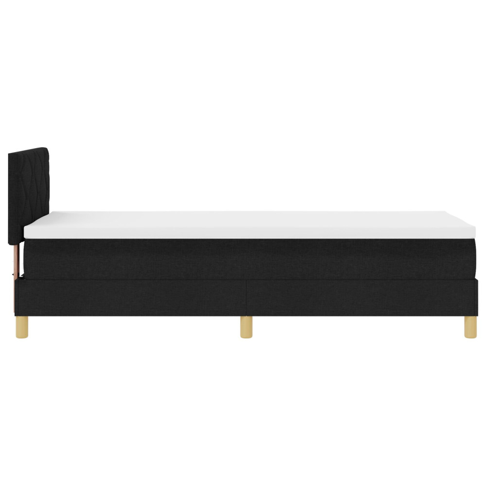 Produktbild för Bäddfjäder med kudde med huvudgavel Svart 80 x 200 cm tyg