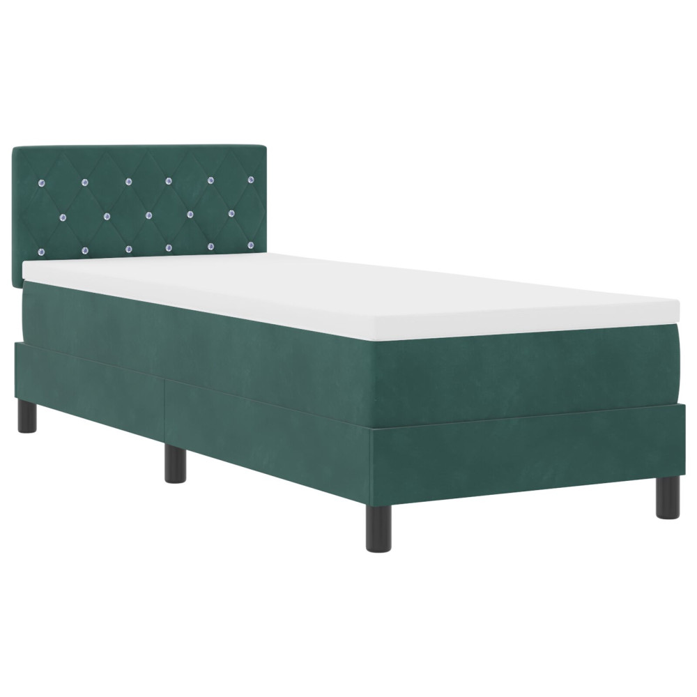 Produktbild för Bäddfjäder med madrass Mörkgrön 80 x 200 cm Sammet